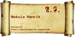 Nekola Henrik névjegykártya